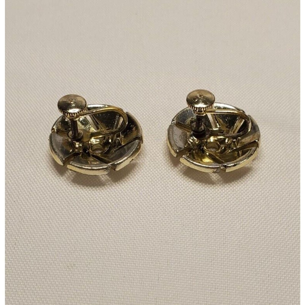 VTG Lisner Earrings Silver Tone Pinwheel Screw Back Mid Century MCM Round 7/8" - Picture 8 of 11